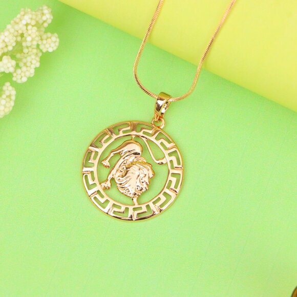 "Leo Zodiac Lion Pendant in Rose Gold Finish with Intricate Detailing, XPPT1332 - Picture 12 of 13